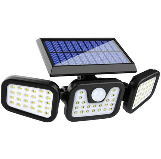 Solar waterproof garden light 74LED three-head lamp outdoor wall lamp home body sensing lighting street light